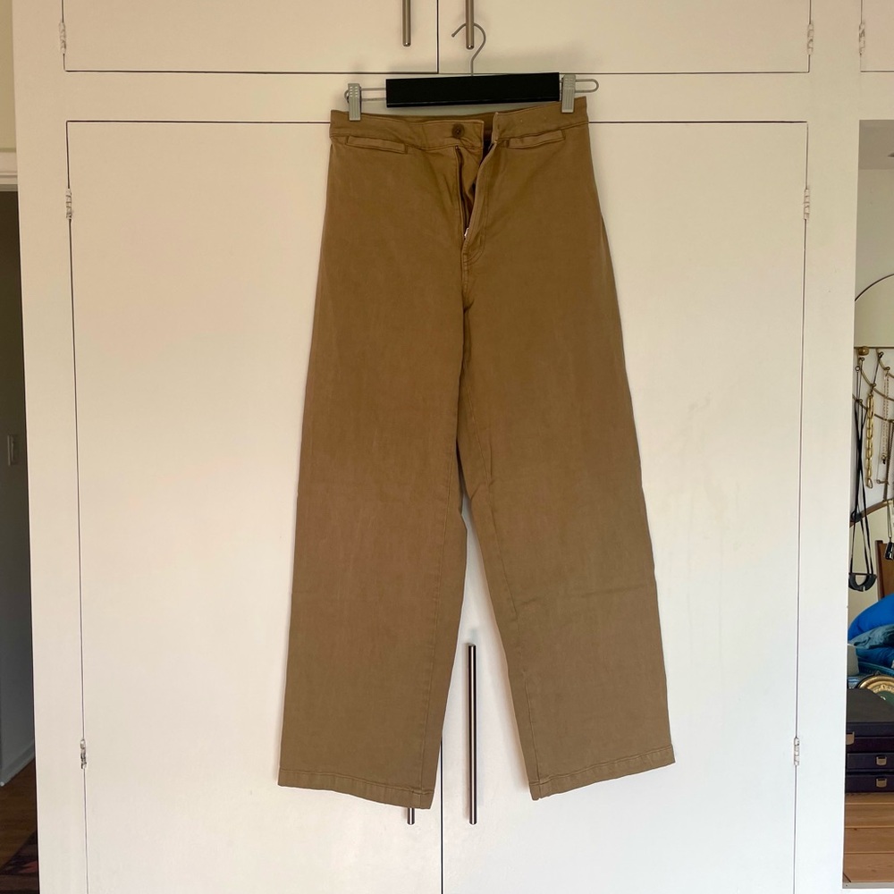 Madewell Women’s Emmett Wide-Leg Crop pants in Khaki